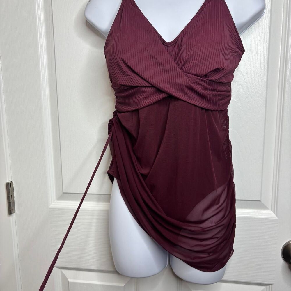 M Charmo Ribbed Wrap Mesh Swim Dress - Picture 6 of 9